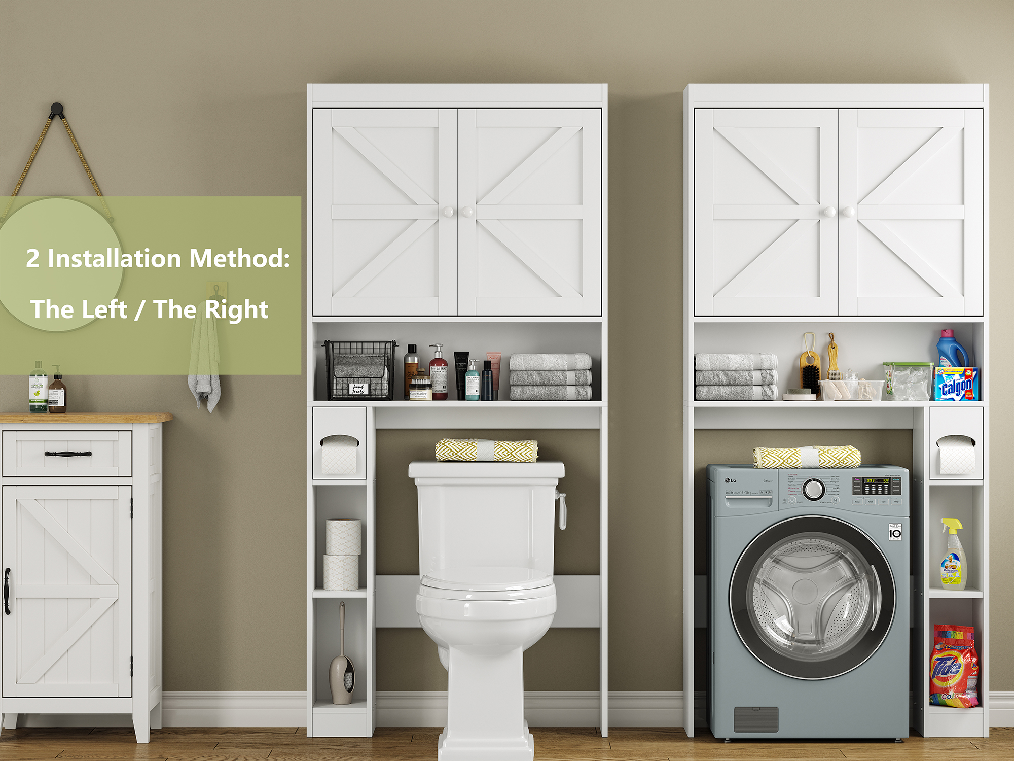 Amazon.com: Furnideco Over The Toilet Storage Cabinet with Barn